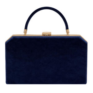 Cintu Navy Velvet Box Clutch with Top Handle